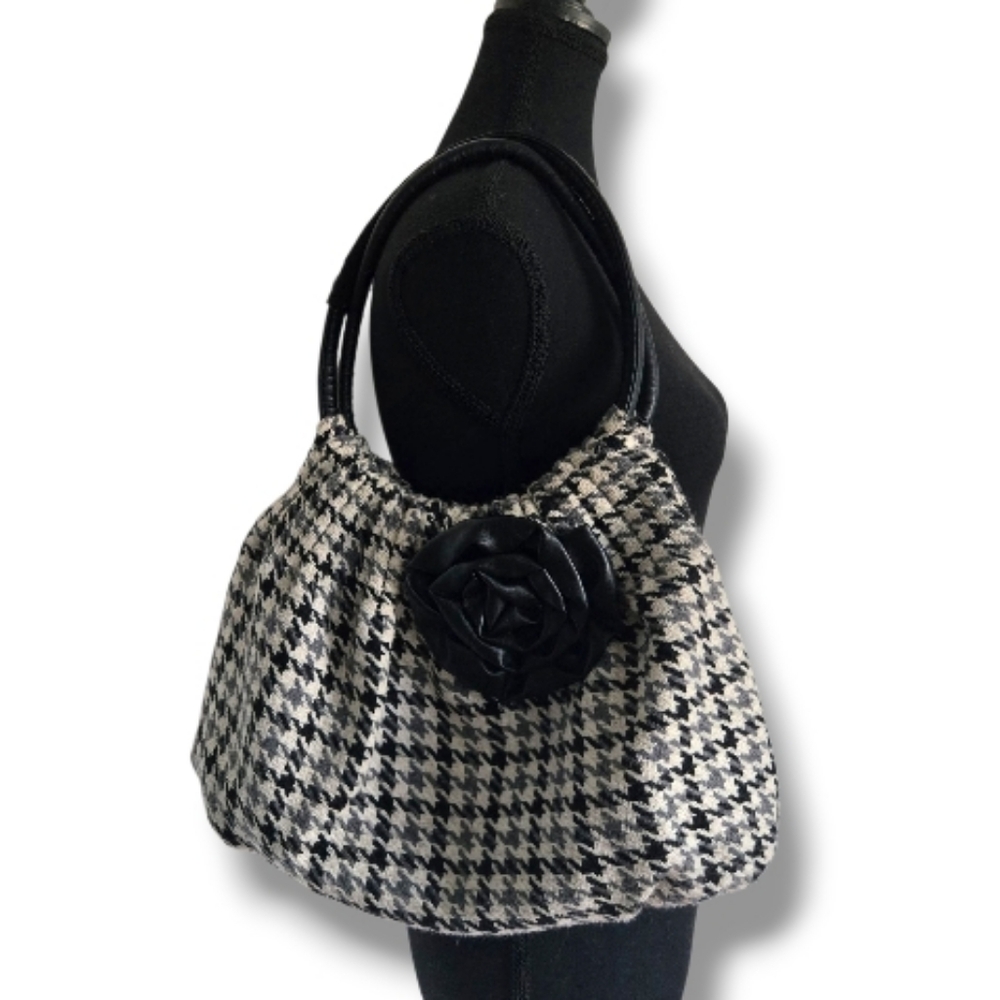 American Eagle Houndstooth Coquette Tote Shoulder Bag, Chic Feminine Purse